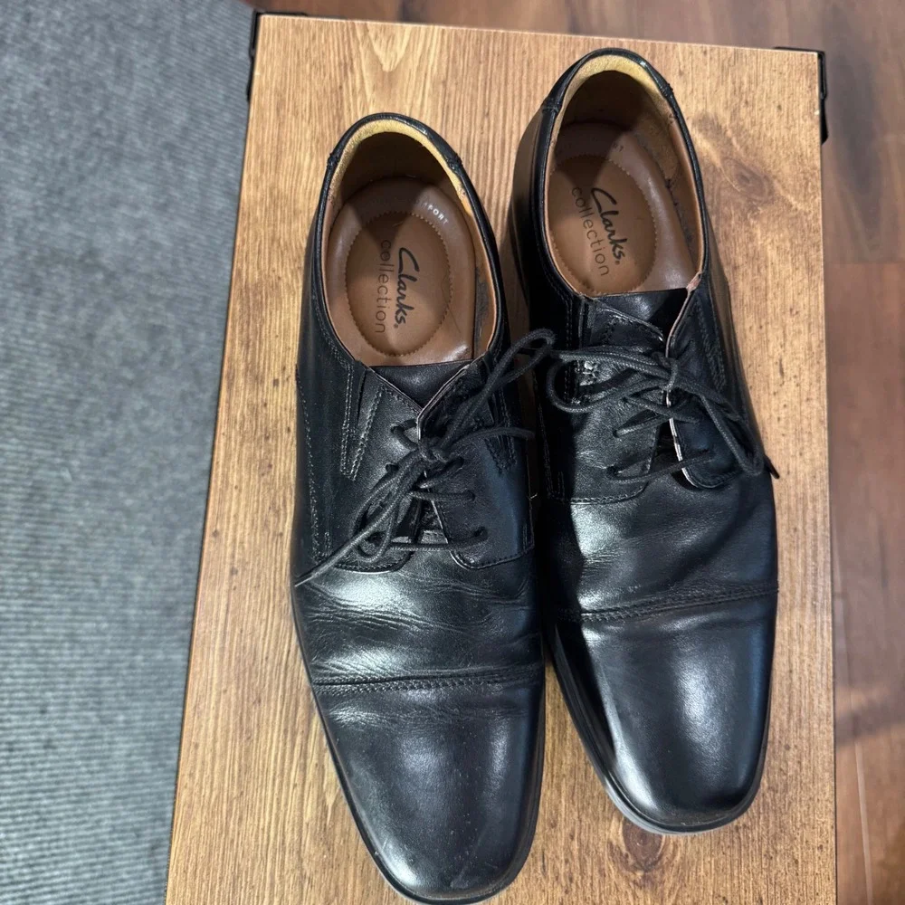 Clarks Collection Shoes‎ Mens 11 Black Leather Dress Oxford Ultimate Comfort